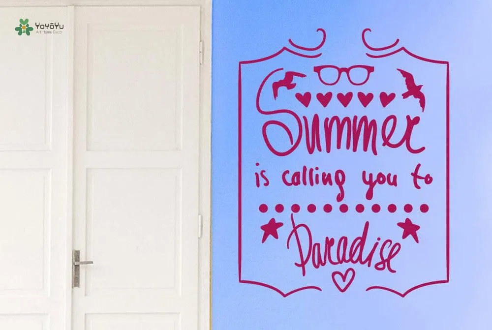 

YOYOYU Vinyl Wall Decal "Summer Is Calling You To Paradise" Statement Simple Art Home Decoration Stickers FD176