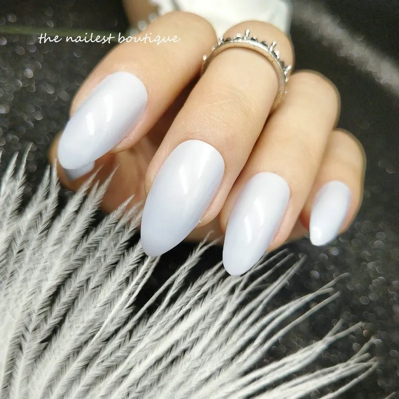 

24pcs Stiletto Clear Nail Tips Extension Detachable Design Sharp Fake Nails Light-grey Short Kids False Nails Fake Full Nails