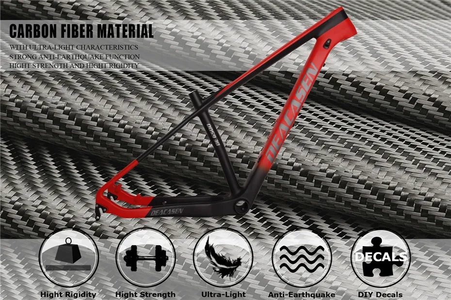 

Deacasen carbon frames 650b size 14/15/16/17/19 carbon mountain bike frameset Disc Brake carbon mtb frame