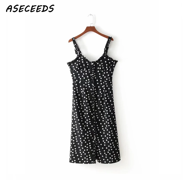 

Summer 2018 women sweet ruffles floral dress V neck sleeveless spaghetti straps female spring cute chic midi dresses Vestidos