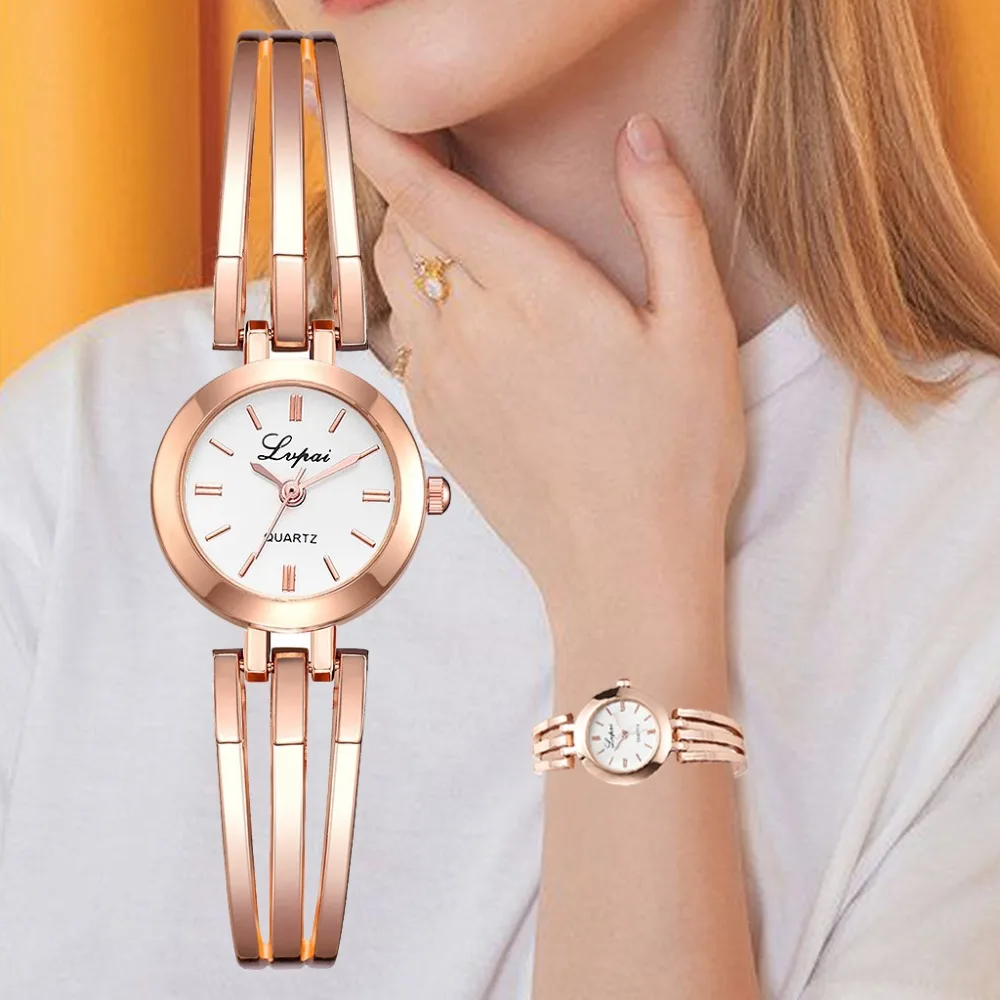 Reducido Marca Lvpai las mujeres relojes de pulsera de oro rosa pulsera reloj de cuarzo de moda Casual mujer reloj de mujer RbNb5qwl