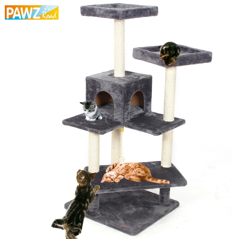 

Pawz Road Fast Delivery H130cm Cat Climbing Toys Scratching Solid Wood for Cats Climbing Frame Few Tables Plush Pet Toy