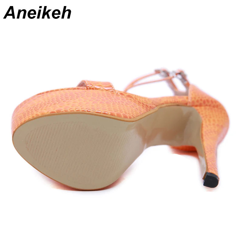 Aneikeh Fashion Serpentine Women Sandals Super High Heel Open The Toe Gladiator Sandals Thin Heel Sexy club Sandals Pumps Shoes