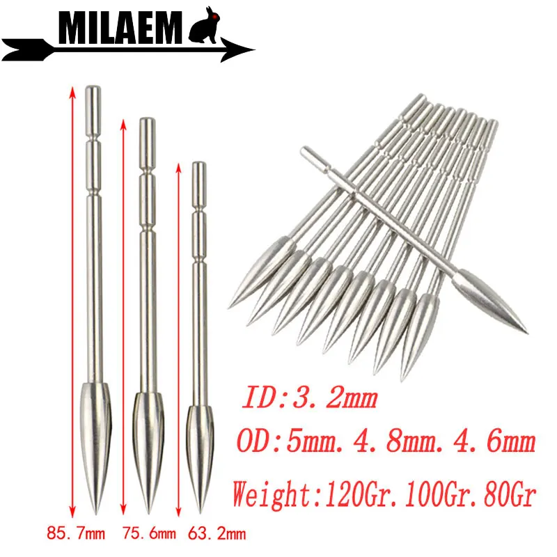 

12/24/50pcs Archery Arrowheads Insert Point Tips 80/100/120gr Broadheads Fit ID3.2mm Arrow Shaft Shooting Hunting Accessories