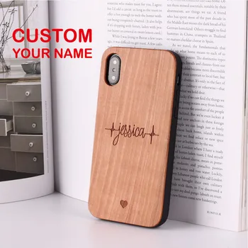 ハートビートアーチャー恋人 Cupido 愛パーソナライズカスタム木製電話ケース iphone XS 最大 7 7 プラス 8 8 プラス × SASMUNG S7 S8 S9