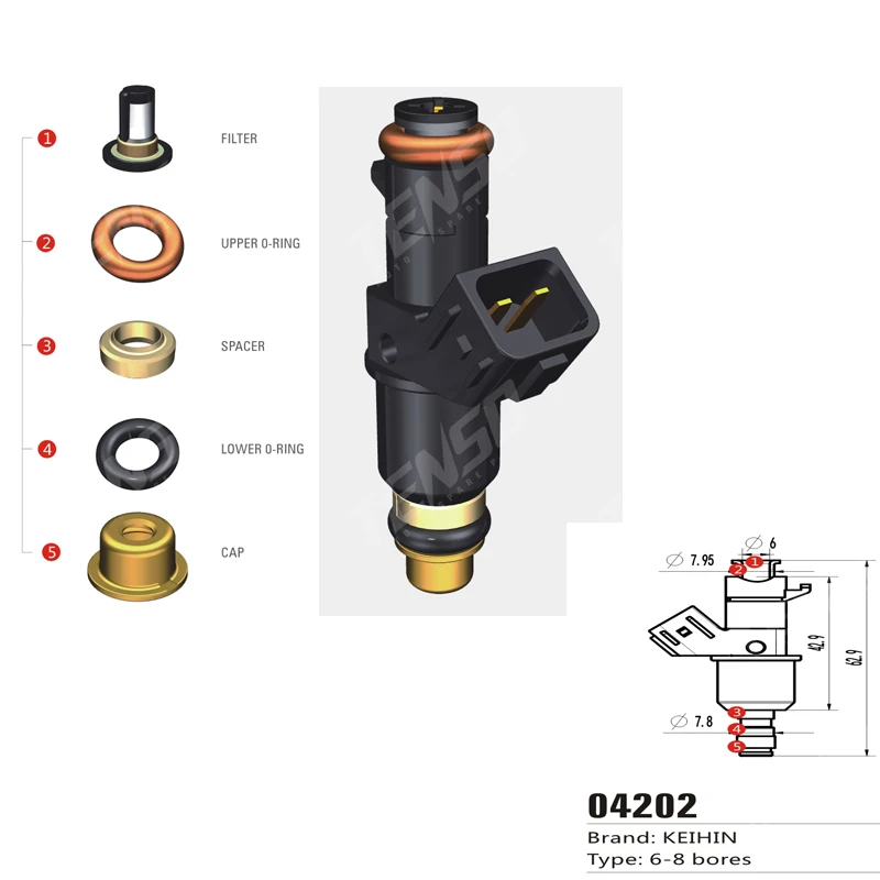 Free shipping! 200sets/box Fuel Injector Repair Kits for KEIHIN type 6
