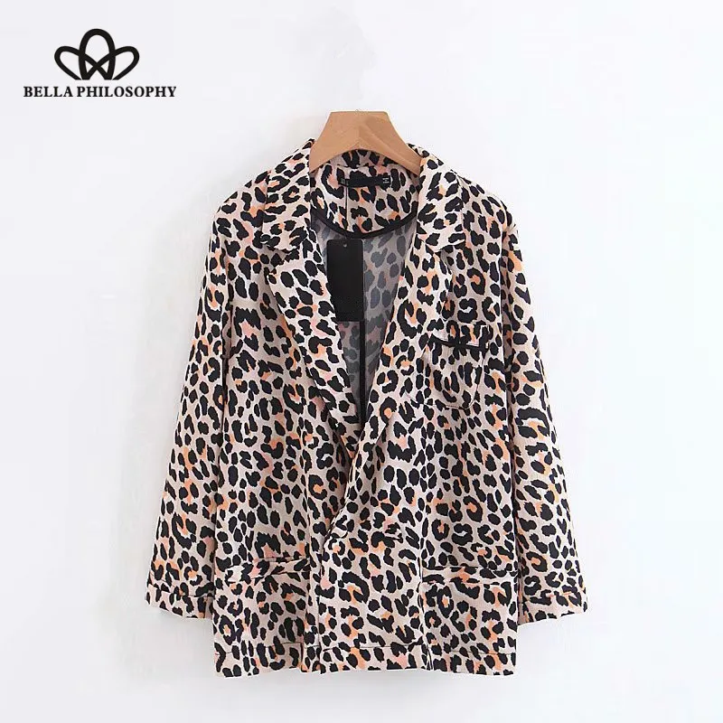 Wonder 2018 new Women Vintage sexy leopard printing office lady single button suit jacket Outwear business casual slim chic Coat