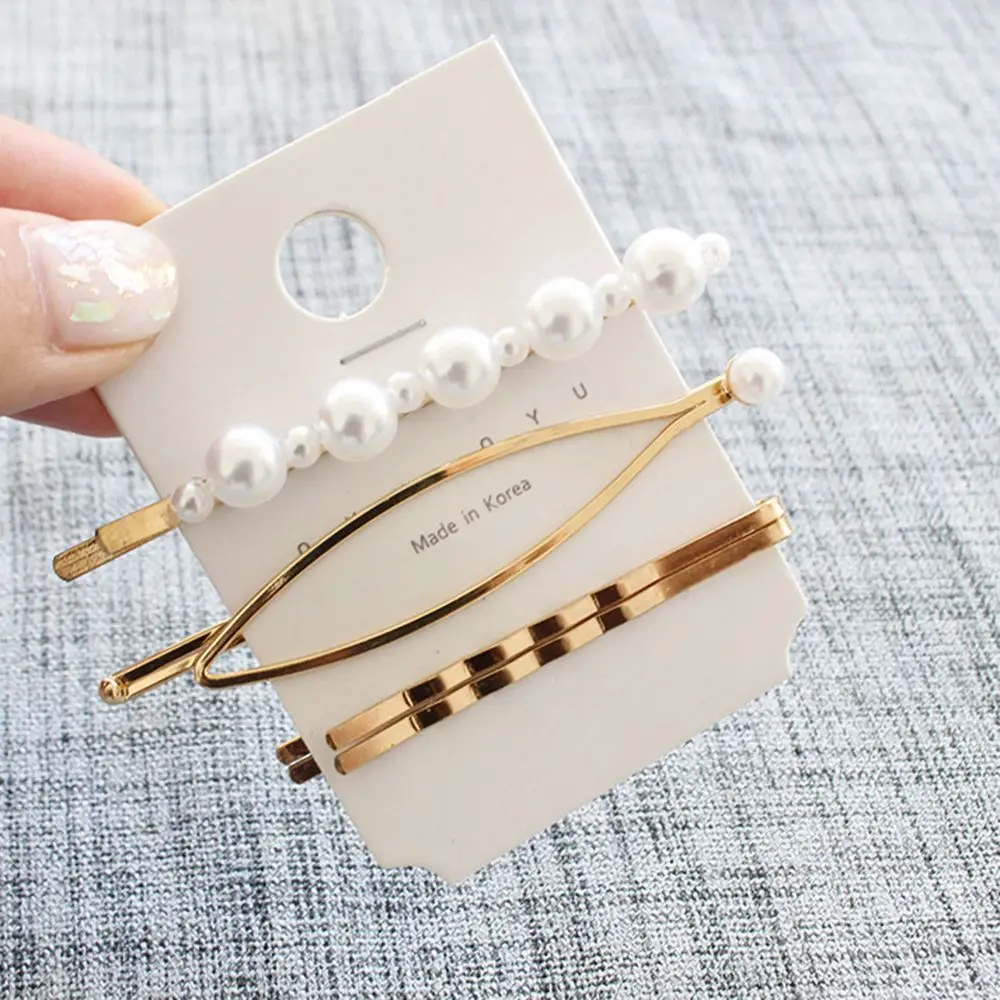 3Pcs/Set Pearl Metal Hair Clip Hairband Comb Bobby Pin Barrette Hairpin Headdress Accessories Beauty Styling Tools
