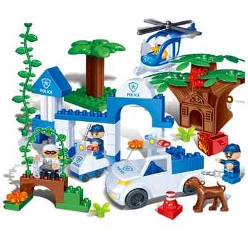

BanBao City Police Series Police Chase dog doll Helicopter car Larger Particles Bricks Building Blocks model For Children