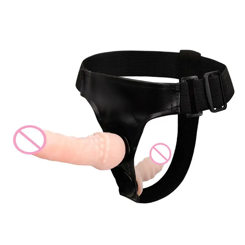 Waterproof Soft Dual font b Dildo b font Lesbian Wearable PU Thong Massage Clitoris Stimulating Women