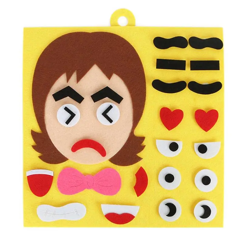Cute Felt Cloth Facial Expression Puzzle 3D Five Sense Organs Toy Kids Recognition Training Toys DIY Educational Toy - Цвет: B