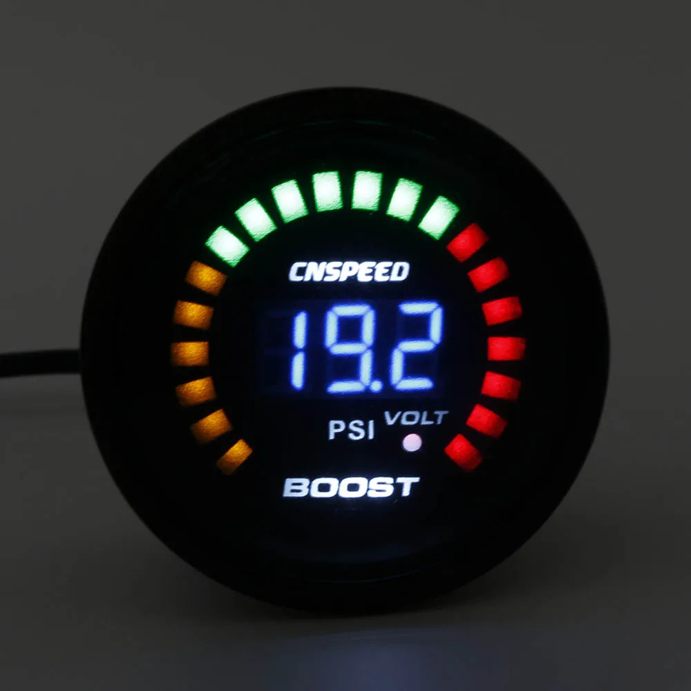 CNSPEED " 52 мм Цифровой автомобиль 12 В Авто турбо Boost Gauge-15~ 45PSI гоночный автомобиль Boost метр турбо зарядное устройство дымчатый 20 светодиодный YC101339