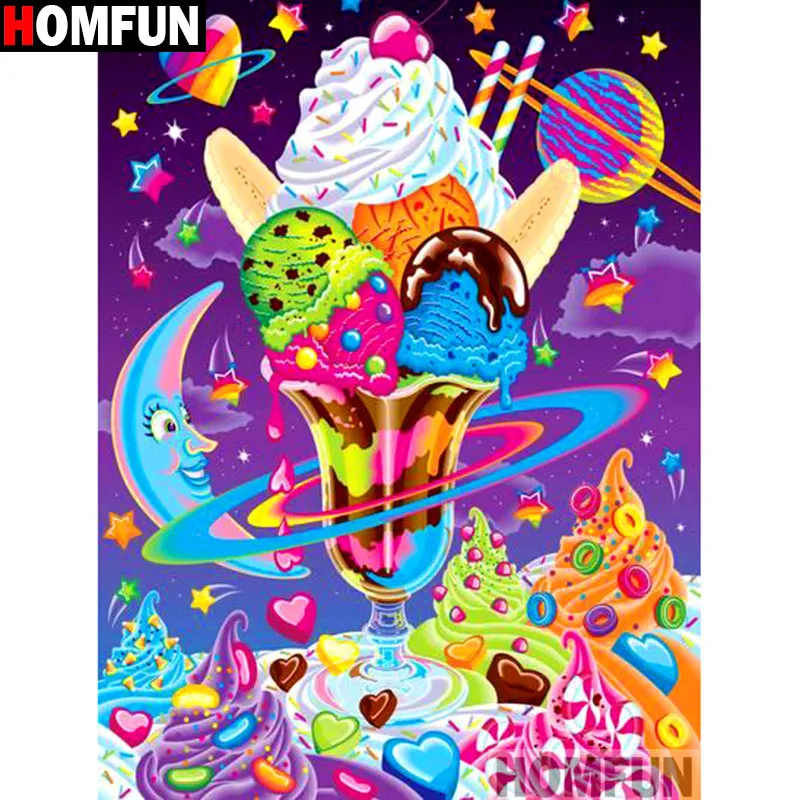 

HOMFUN Full Square/Round Drill 5D DIY Diamond Painting "Cartoon ice cream" Embroidery Cross Stitch 5D Home Decor Gift A14764