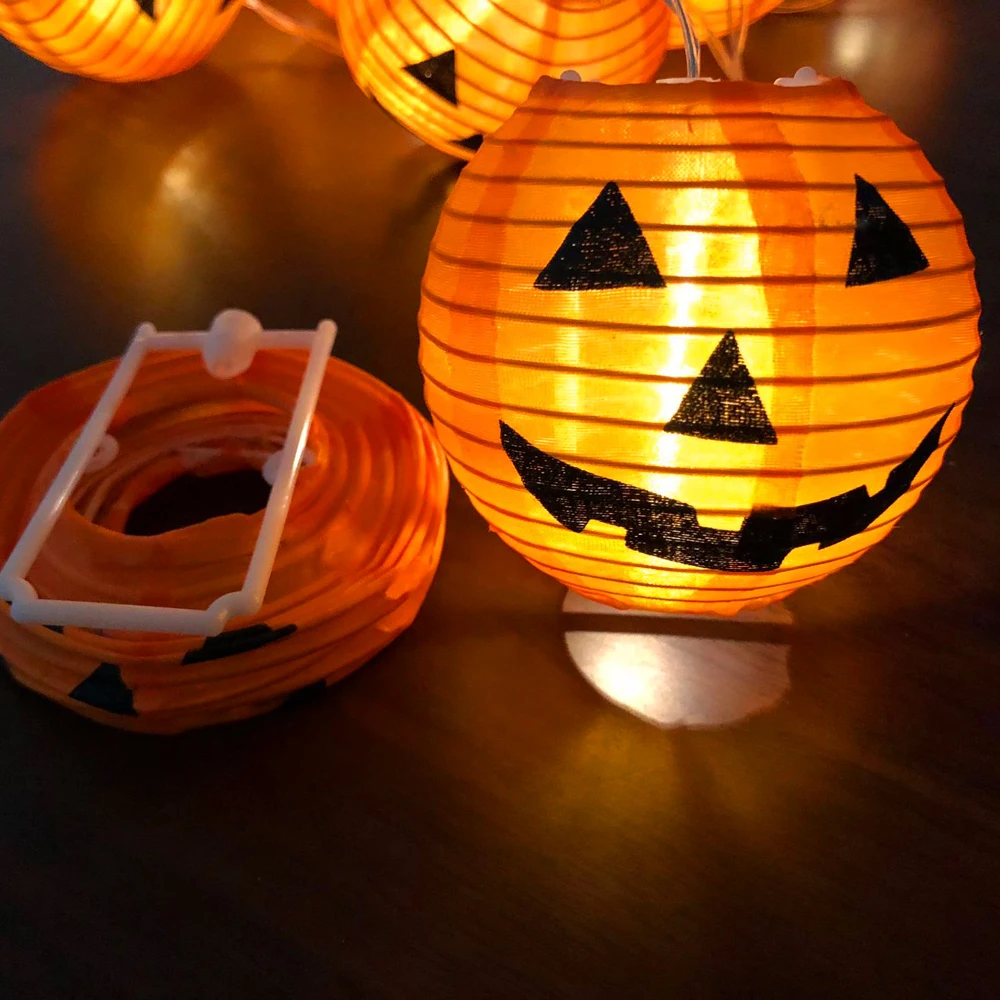 1 Set 10 LEDs Halloween Pumpkin String Lights 3D Halloween Party Home DIY Decor Props 1.2M  Warm White Battery Operated Light (6)