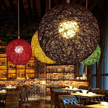 

Modern Pendant Light Art Ball Pendant Lamps Nordic Round Hand-Woven LED Lamps Lead Suspension Light Dia 15cm/20cm/25cm/30cm/40