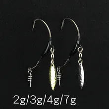 10 шт./лот колючий рыболовный крючок свинцовая головка крючком Мягкая приманка крючки для Червяков с металлической ложкой блёстки