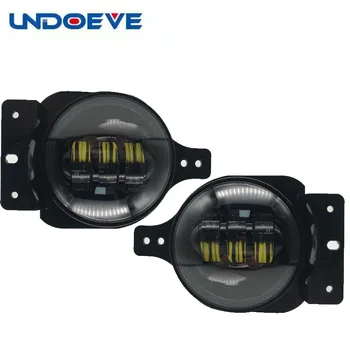 

2X 6000K Pair 30W 4inch Led Fog Light for 2018 Jeep Wrangle JL 4" Led Fog Light With White Halo Ring DRL for Jeep Wrangle JL