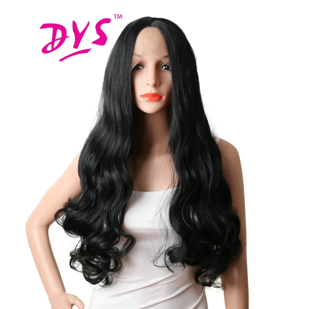 Deyngs 28inch Long Body Wave Lace Front Wigs For Black Women Black Color Natural Synthetic High Temperature Fiber Lace Hairstyle body-wave : image Deyngs 28inch Long Body Wave Lace Front Wigs For Black Women Black Color Natural Synthetic High Temperature Fiber Lace Hairstyle body-wave