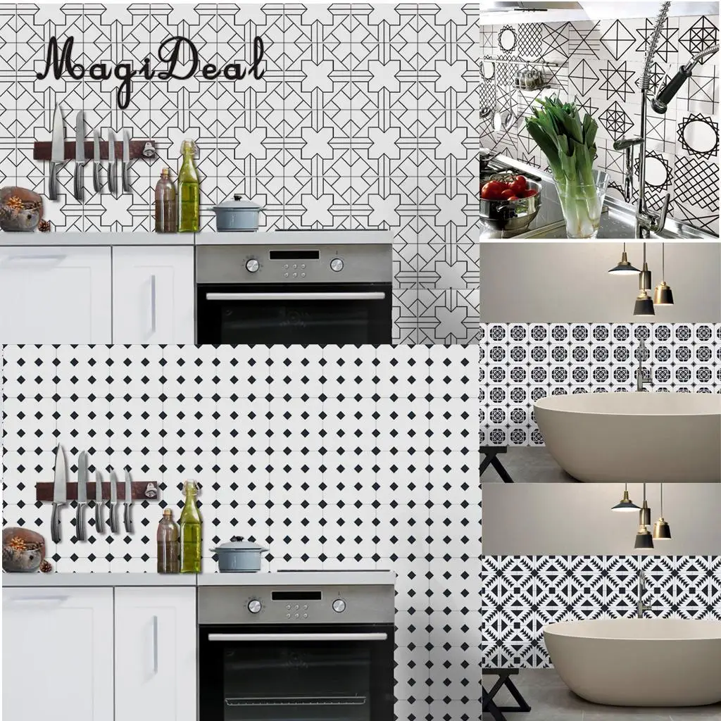 

MagiDeal Self-adhesive PVC Tile Stickers Bathroom Kitchen Wall Floor Decals 20cmx5m