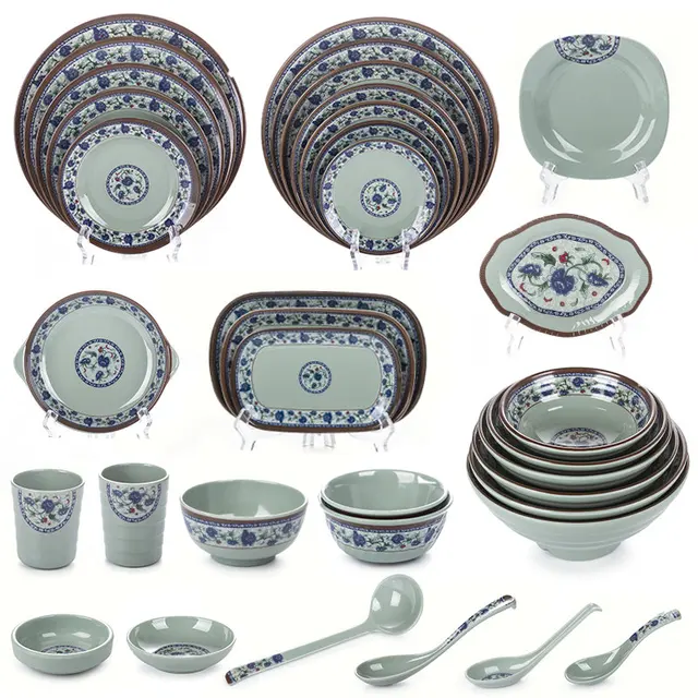 1pcs Melamine Plate Dessert Pasta Platter Flavored Dish 1pcs Melamine Plate Dessert Pasta Platter Flavored Dish Anese Tableware Plastic Round Tray Vintage China Kitchenware