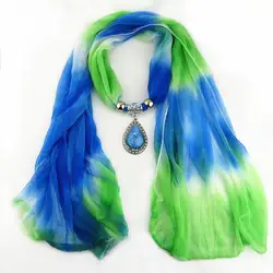 Модные женские винтажные Подвески градиентный цвет капля воды кулон ювелирные изделия шарфы ожерелье цветной шарф