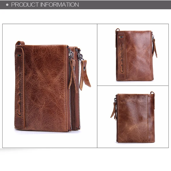 Men Genuine Leather Cowhide Men Vintage Short Wallet