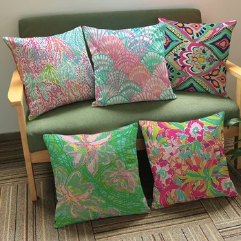 

Cushion Cover Painting Flower Printing Linen Throw Pillows Cover Car Sofa Cushion Case Home Decorative Pillowcase decorativos