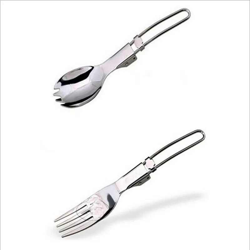 Travel portable folding outdoor camping tableware stainless steel spoon