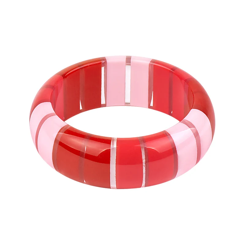 Vintage Acrylic Cuff Fashion Bracelets Bangles for Women Colorful Stripe Resin Wide Bracelet Simple Charm Wedding New Jewelry (4)