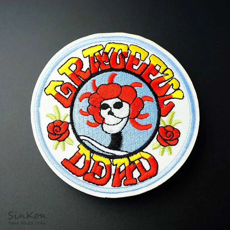 

GRATEFUL DEAD 9.0x9.0cm DIY Patches Cloth Patch Badge Embroidered Cute Badges Hippie Iron On Cartoon Patches For Clothes Sticker
