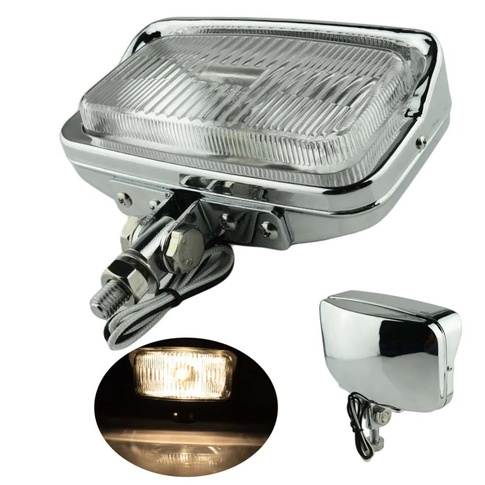 6.5" X 3.5" Square Retro Headlight Lamp Head light Black Chrome