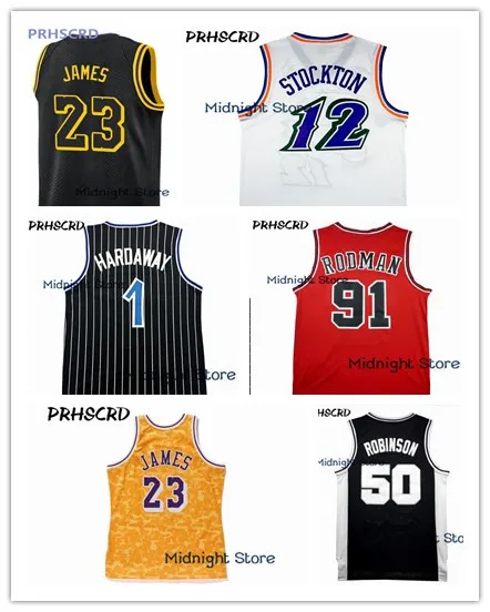 2018/19 New Basketball Shirt 23 Jerseys Lebron James Jersey 1 Penny Hardaway 12 John Stockton 91 Dennis Rodman Basketball jersey