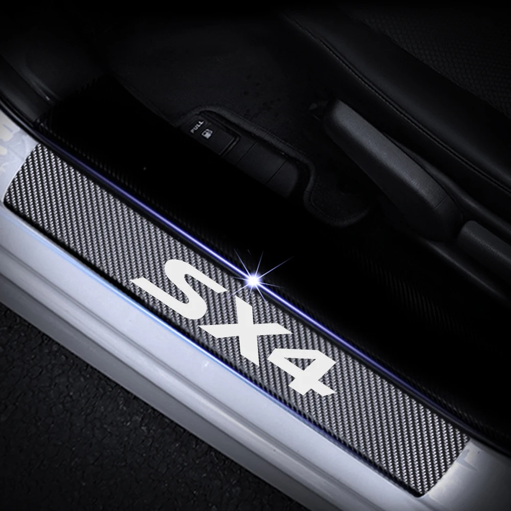 Виниловые наклейки из углеродного волокна 4D для Suzuki SX4, автомобильные пороги, декоративные наклейки на педали, автомобильные аксессуары, 4 шт