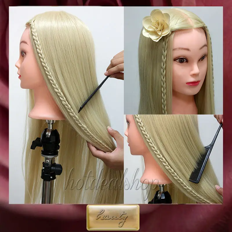 

26" Long Blonde Hair Professional Styling Head Hairdressing Mannequin Doll Hair Dummy Manikin Heads Wholesale B10N