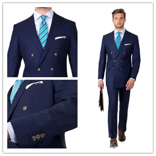 New Arriving Wool Tailor Made Slim Fit Suits For Men Navy Herringbone Double Breasted Wedding Dress Custom Mens 2 Piece Suit Fitted Suit For Men Slim Fit Suitmen 2 Piece Suits Aliexpress