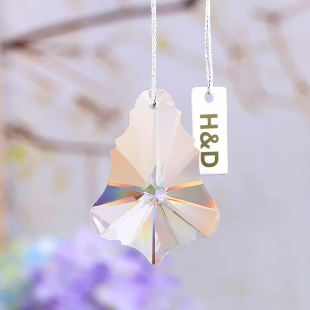 H& D 50 мм Хрустальная клена люстра с листьями призмы(Бесплатные Кольца) стеклянная лампа Suncatcher подвески для домашнего свадебного декора(красочные 10 шт - Цвет: Clear