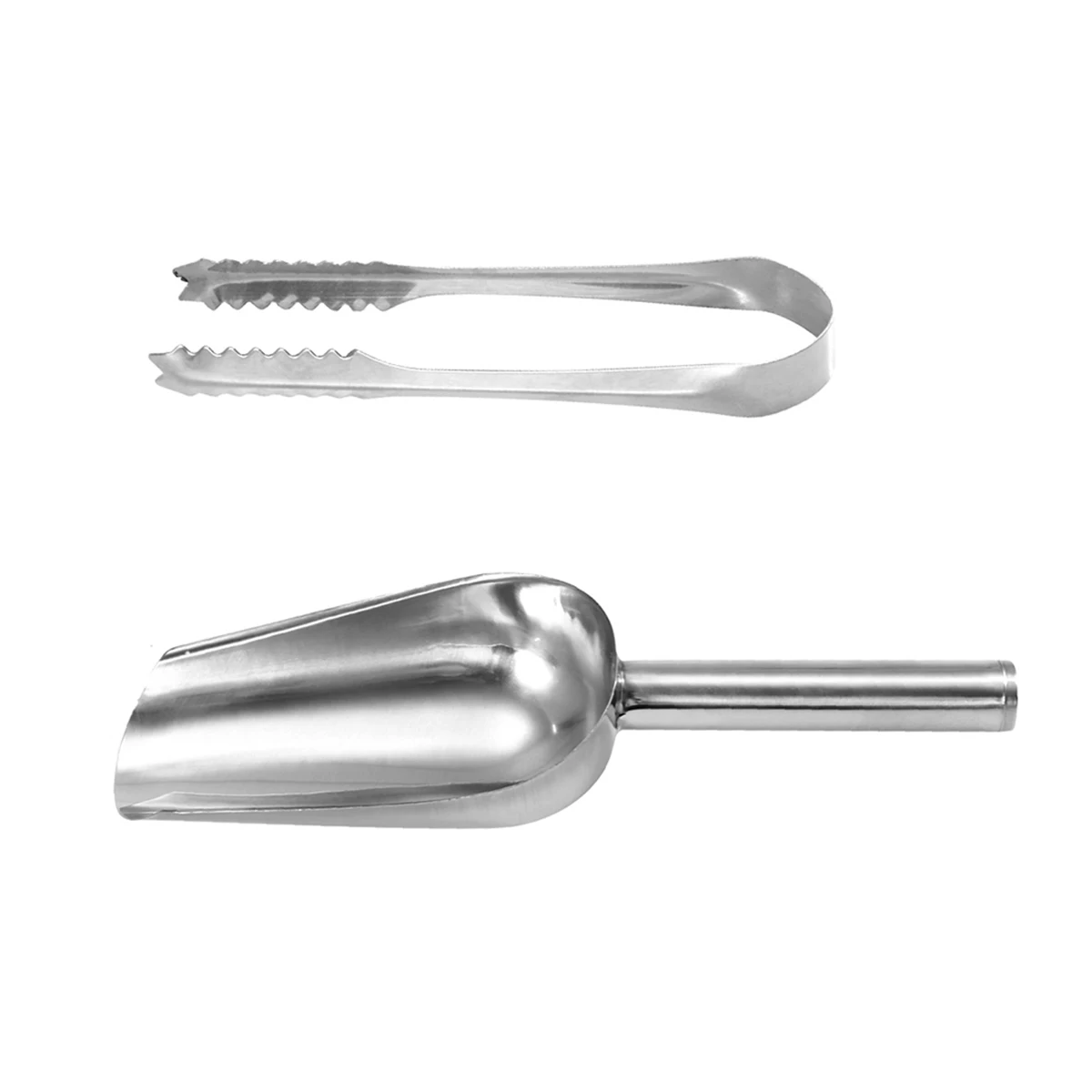 2PCS Stainless Steel Ice Scoop Practical Fine Useful Ice Tongs Utility Scoops Sweet Candy Scoops for Bar Wedding
