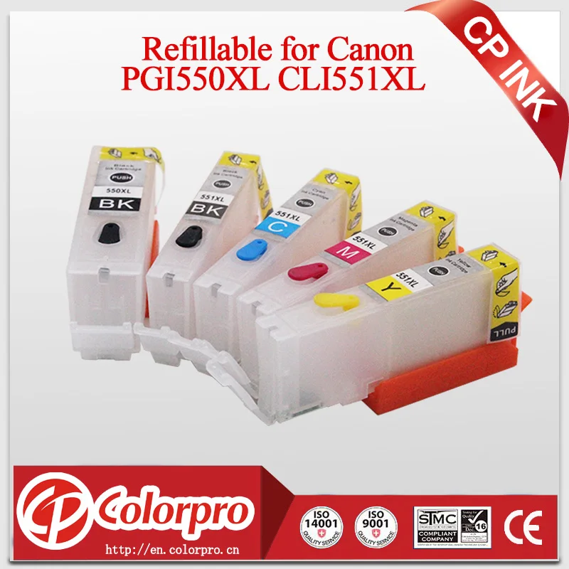 5PK многоразовый чернильный картридж для Canon PGI550XL CLI551XL MG6350 MG7150 MG7550 IP8750 PGI550 с чипом