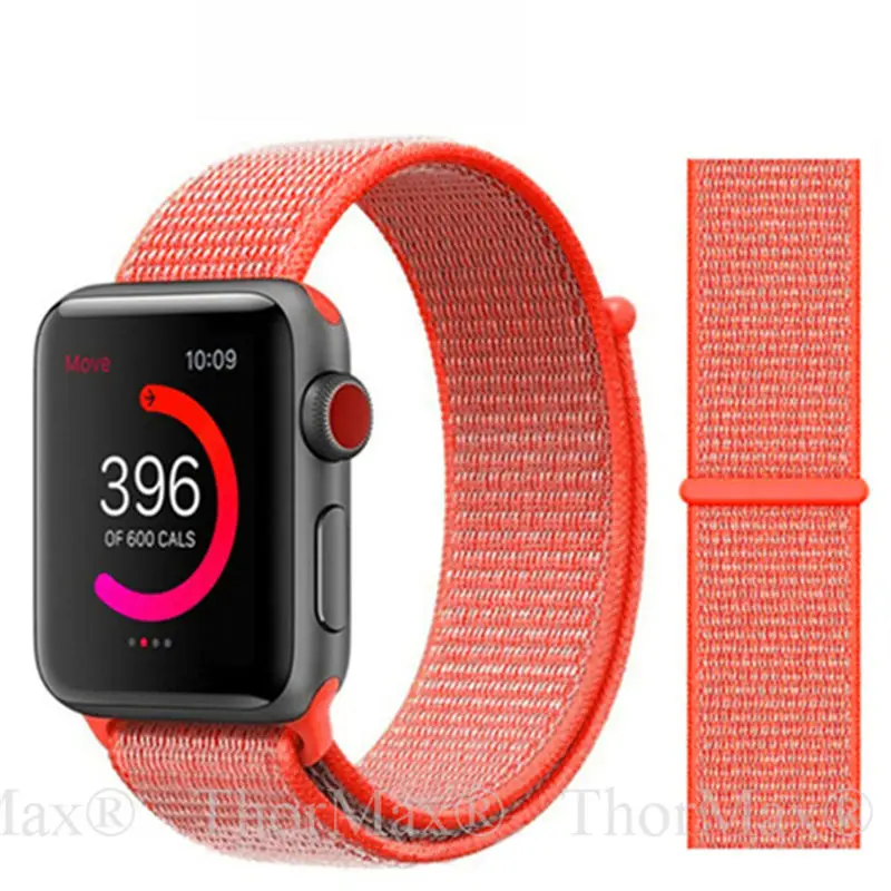 Новое поступление нейлоновый спортивный бесшовный заменитель ремешок для наручных часов Apple Watch Series 5/4/3/2 Легкий из мягкой дышащей ткани с вязанными лямками 38/42/40/44 - Цвет ремешка: 3-Fresh Orange