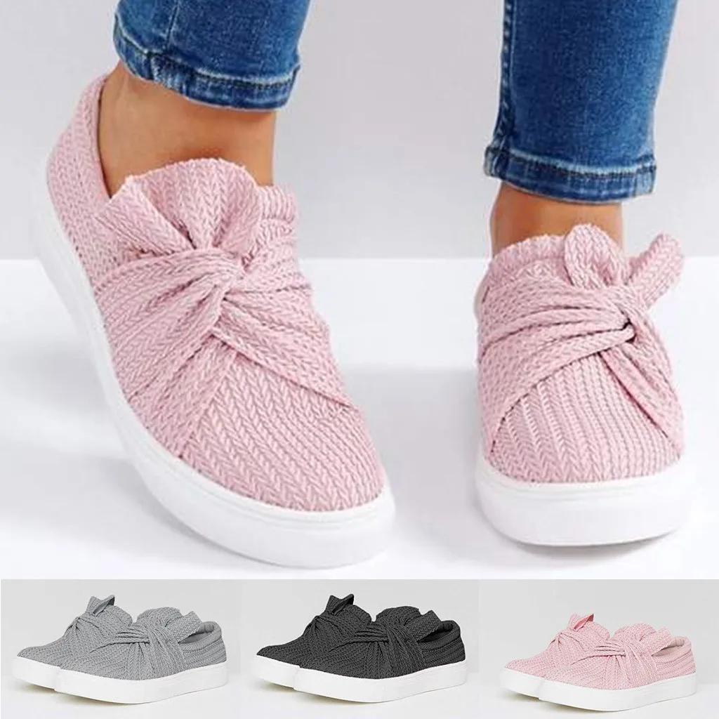 Летние женские повседневные Лоферы sommerschuhe damen однотонные лоферы с бантом в