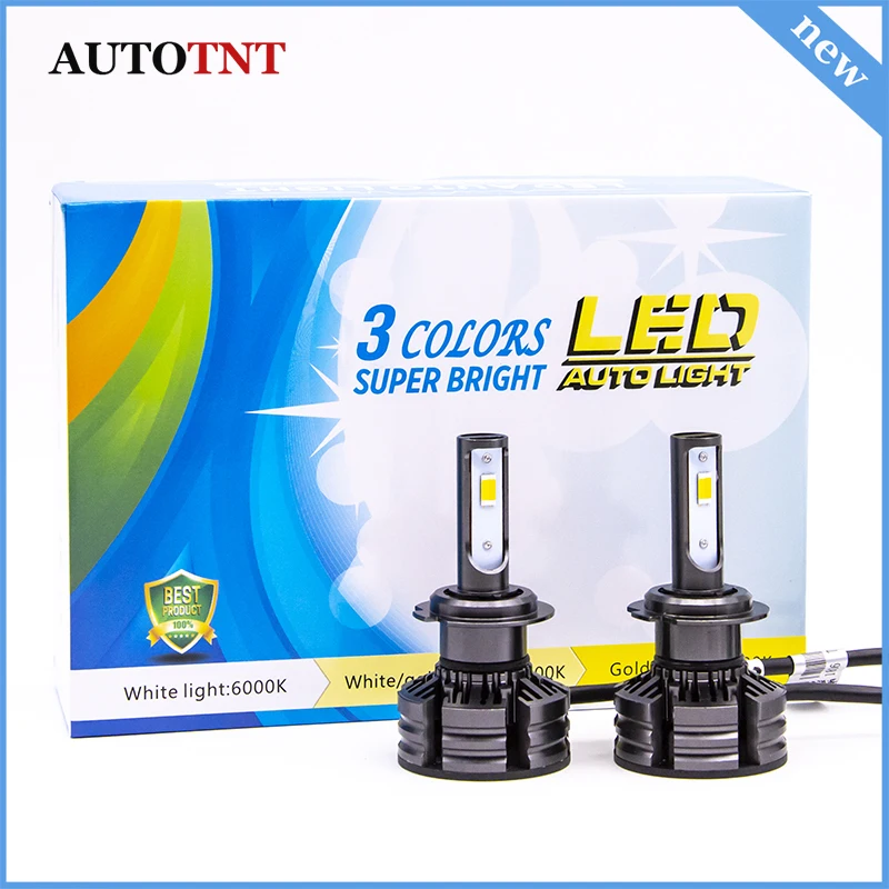 

T6 3 color Car Headlight H4 H7 LED H11 HB4 HB3 H8 9012 80W 10000LM 12V Auto Headlamp CSP Fog Lamp 3000K 4300K 6000K All In One