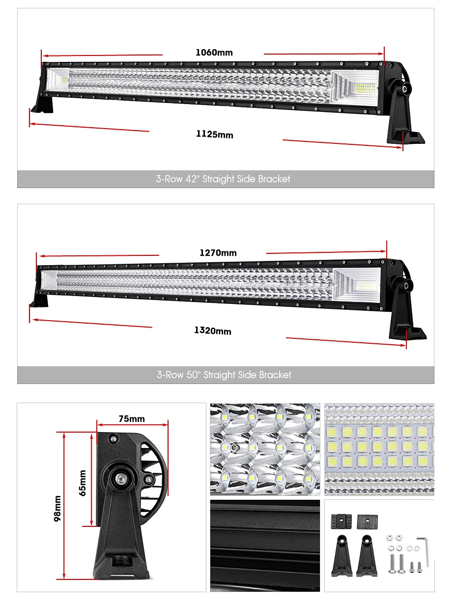 Oslamp Тройной Ряд 2" 34" 4" 50" прямой светодиодный бар Offroad светодиодный светильник баров комбо светодиодный рабочий светильник бар для автомобилей ATV грузовик 4X4 пикап