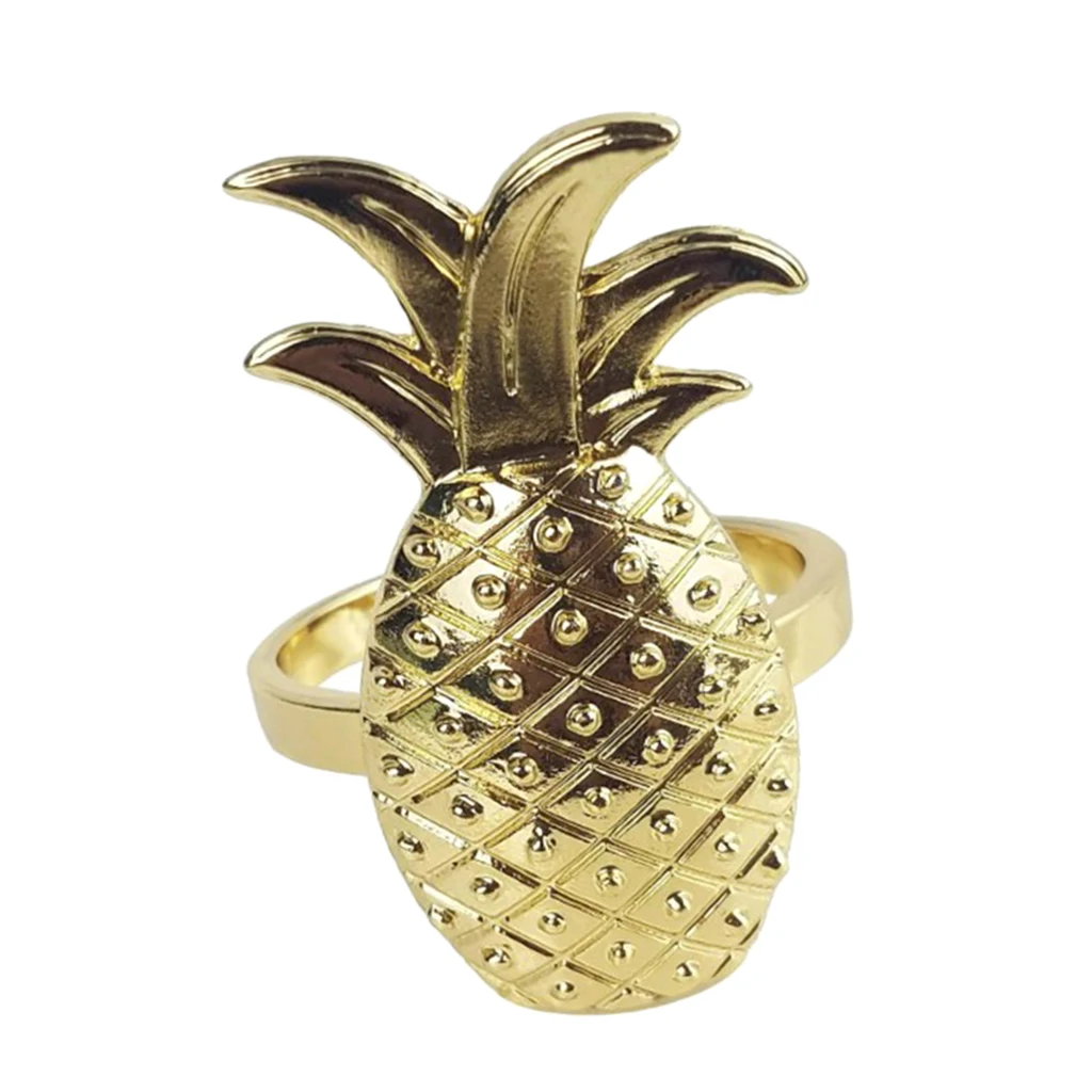 1Pcs Gold Silver Rose Gold Aluminium Restaurant Table Napkin Rings Holder Pineapple Design For Wedding Banquet Table Decoration