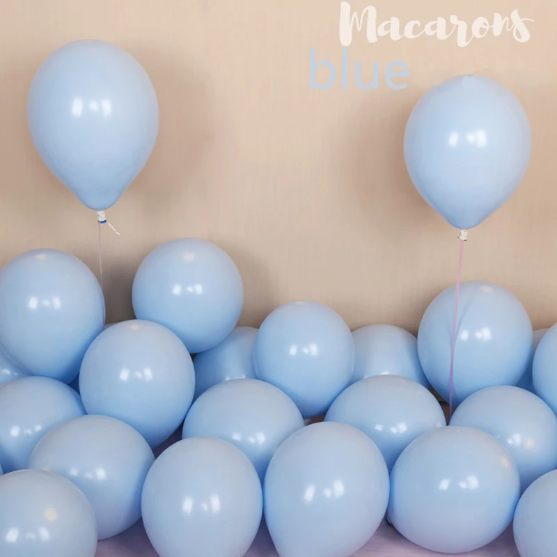 100pcs 10inch Latex Macaroon Balloon Baby Birthday Wedding Balloons Valentine's Day Party Decoration Air Ball Arch baloons Decor-blue