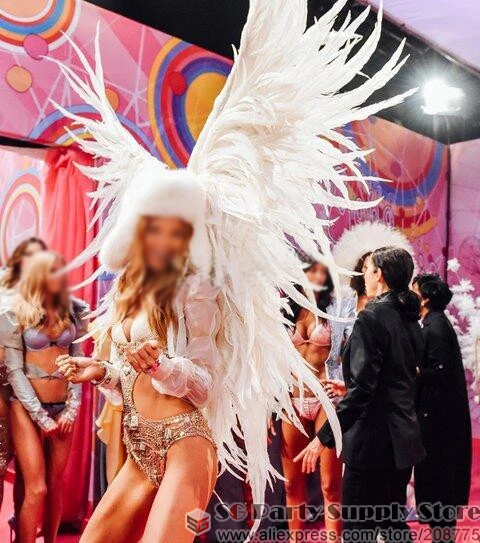 

New Costumed luxury high quality white Angel feather wings for Automobile Exhibition stage performance Displays shooting props