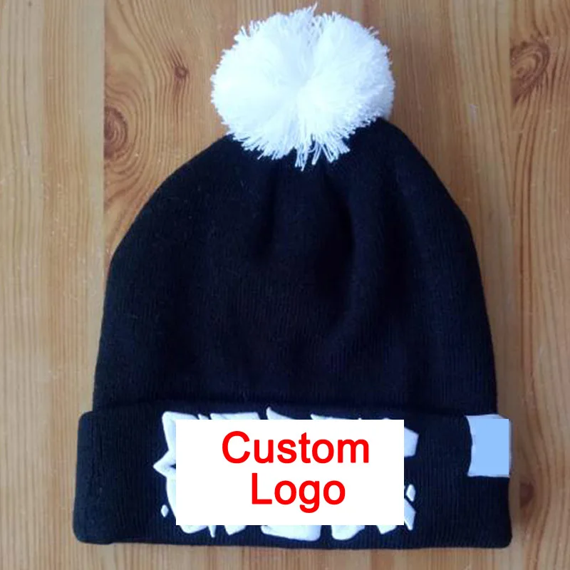 

Beanies winter cap with pom pom ball custom design adult size winter hat warm keep lady baseball custom beanie cap