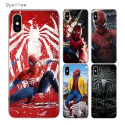 Мягкий силиконовый чехол Uyellow Spiderman Marvel для Iphone 5, 6, 6 S, 7, 8, 9, 10 Plus, силиконовый мягкий ТПУ для Apple X, XR, XS, максимальный чехол