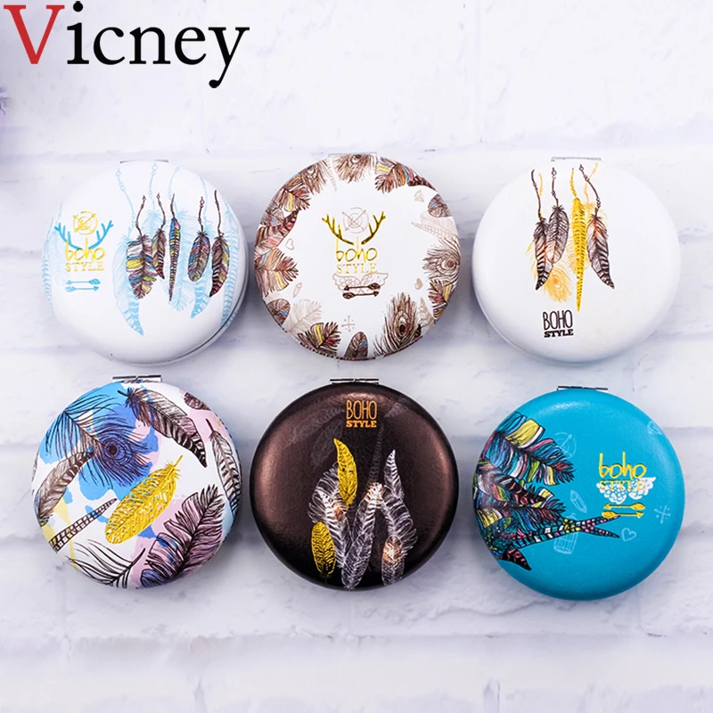 

Vicney 2019 New Portable Double Sides Pocket Make Up Mirror Stainless Steel Creative fashion Cosmetic Makeup Mini Beauty Mirror