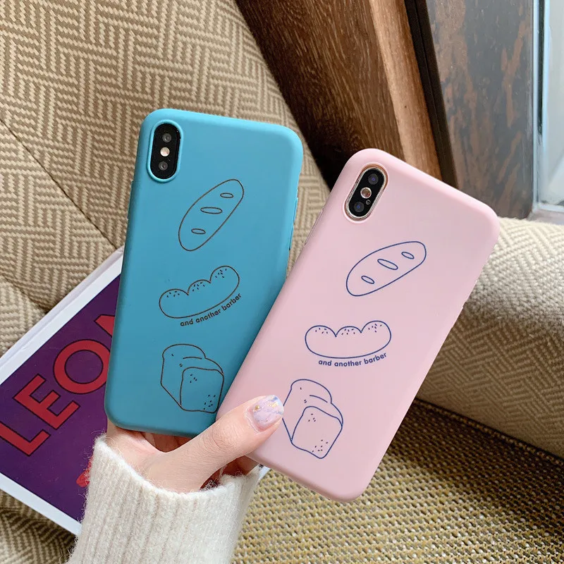 

GYKZ Cartoon Bread Print Phone Case For iPhone X XS MAX XR 7 6 6s 8 Plus Art Line Soft Silicone Protect Cover For iPhone 8 Shell