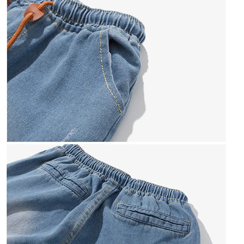 Для мужчин эластичные джинсы для женщин Drawstring эластичный пояс брюк раза Slim Fit деним плотная повседневное свободные эластичные манжеты